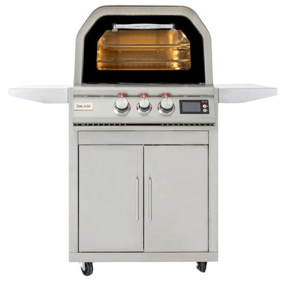GRILLDEN™ blaze 26 inch freestanding natural gas outdoor pizza oven w rotisserie cart