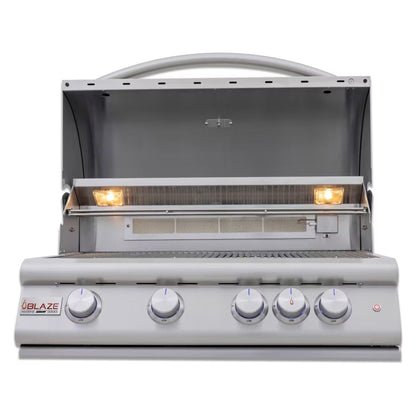 GRILLDEN™ blaze premium lte marine grade 32 inch built in gas grill w lift assist hood rear infrared burner