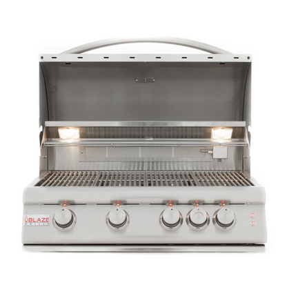 GRILLDEN™ blaze 32 inch 4 burner lte built in gas grill with rear burner and built in lighting system